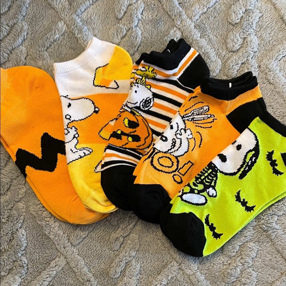 Peanuts Halloween Themed Socks - Orange, Black, Green